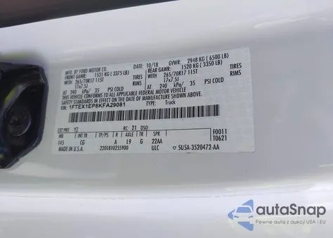 2019 Ford F-150 Xl z USA, uszkodzony, nr VIN 1FTEX1EP8KFA29081